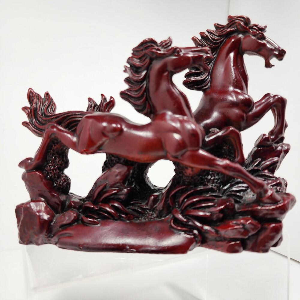 Two Red Cherry Running Victory Horses Idol Statue Feng Shui  Vastu